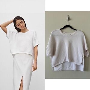 Aritzia-babaton Donald Light Baby Pink High Low Knit Short Sleeve (Size:XXS)